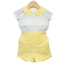 Load image into Gallery viewer, Wee Me Yellow Smocked Short Set