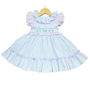 Wee Me Baby Blue And Pink Smocked Dress