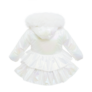 Wee Me White Iridescent Short Padded Coat